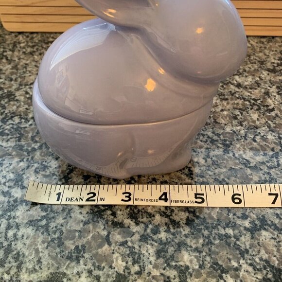 Harry & David Ceramic Bunny Rabbit Bowl With Lid Purple Egg Shape Candy Dish - Picture 8 of 8